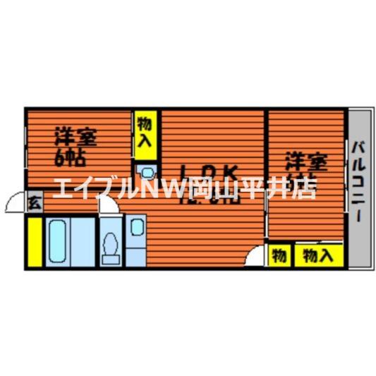 ピジョン兼基(2LDK/4階)の間取り写真