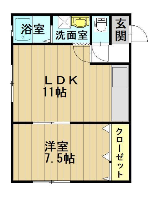メゾン・ド・ファミーユ(1LDK/2階)の間取り写真