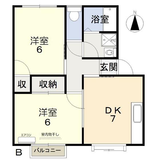 サンライフヒラタI(2DK/1階)の間取り写真