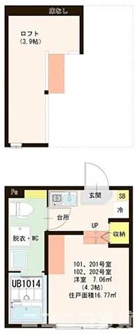 VERGER五反野(ワンルーム/1階)の間取り写真