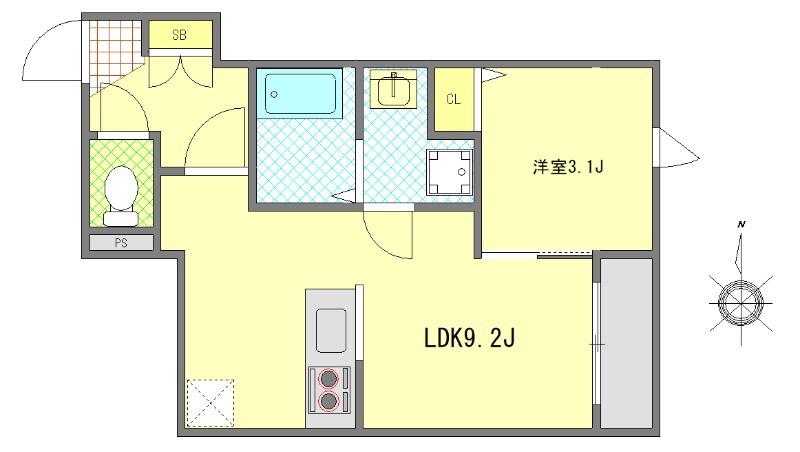 MONOLITH錦糸町(1LDK/4階)の間取り写真