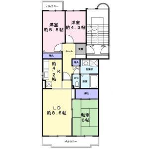 ソシア小林(3LDK/3階)の間取り写真