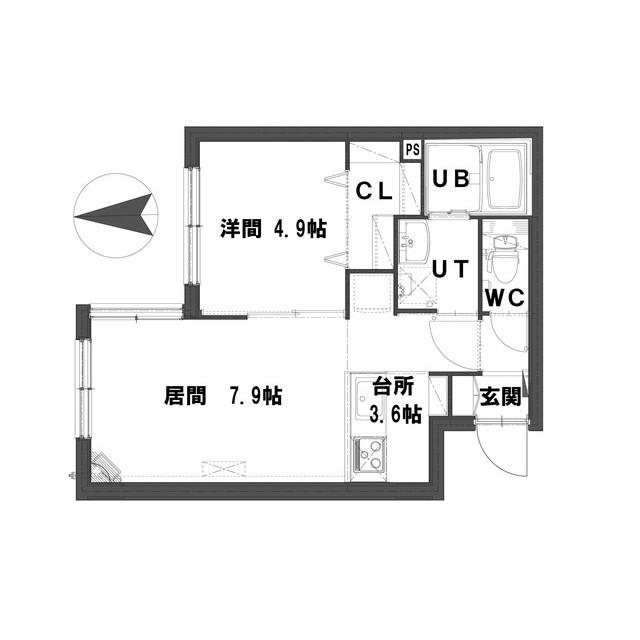 グランメール NS平岸(1LDK/1階)の間取り写真