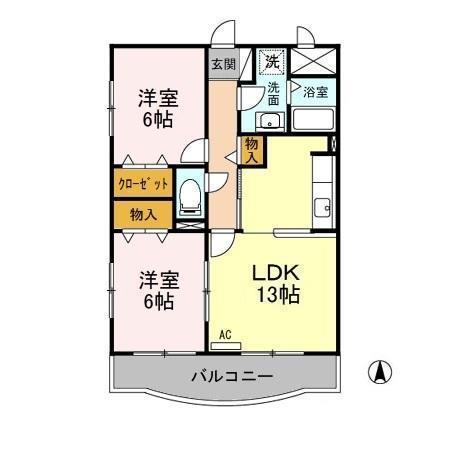 メルヴェイユ(2LDK/1階)の間取り写真