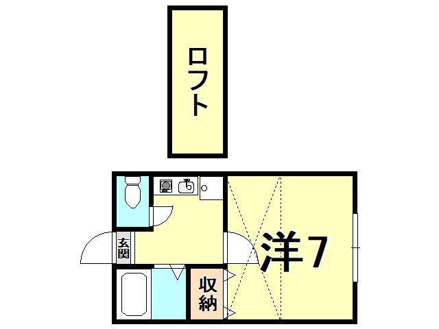 DUO高賞(1K/2階)の間取り写真