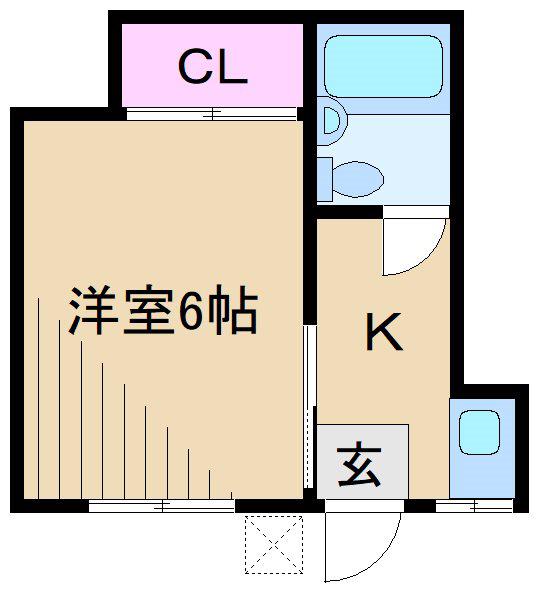 細川ハイツ(1K/1階)の間取り写真