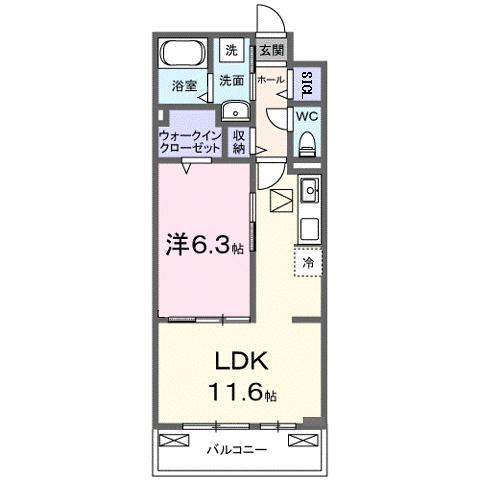 エルグランデSOU(1LDK/1階)の間取り写真
