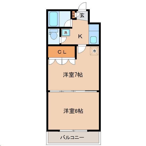 イーグルハイツ萩野町(2K/3階)の間取り写真
