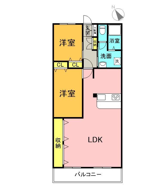 アンピール六ツ門(2LDK/5階)の間取り写真