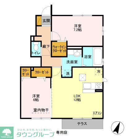 エーデルハイムE(2LDK/1階)の間取り写真