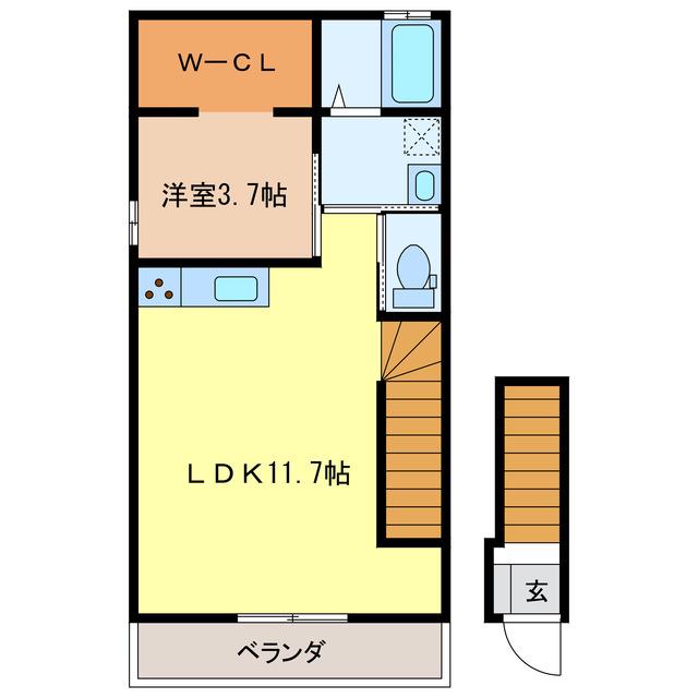 BELL TREE (1LDK/2階)の間取り写真