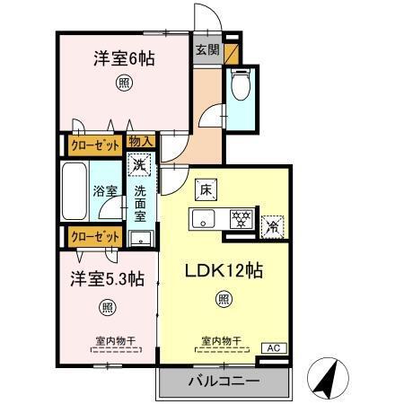 ORTO SOLE(2LDK/1階)の間取り写真