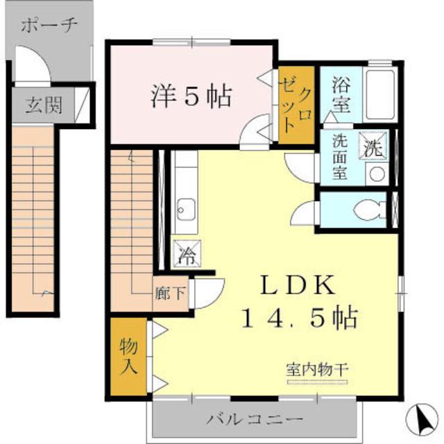 ディアコート・I A棟(1LDK/2階)の間取り写真