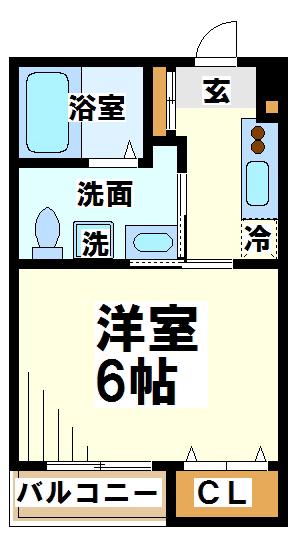 ルーブル調布壱番館(1K/1階)の間取り写真