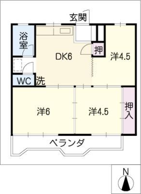 メゾン白山(3DK/6階)の間取り写真