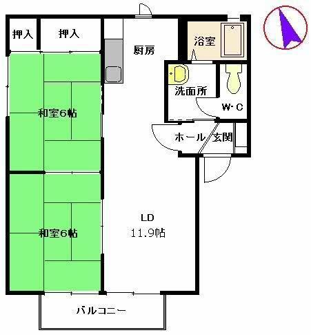 ふれぐらんす(2LDK/2階)の間取り写真