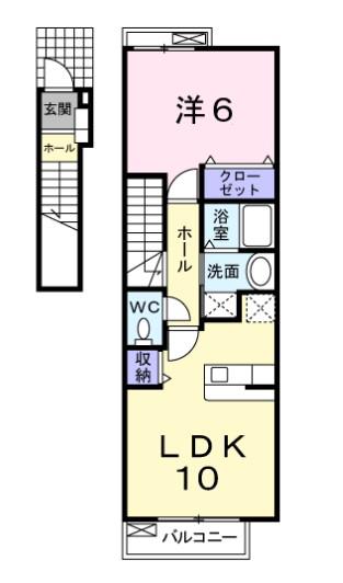 ランバー荒井11(1LDK/2階)の間取り写真