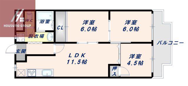 第2大原マンション(3LDK/2階)の間取り写真