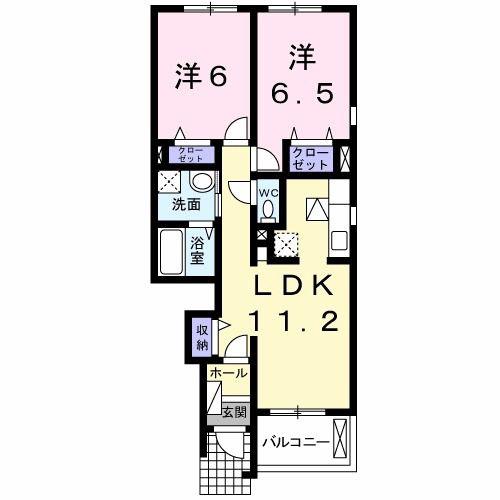 ソレイユ荒田(2LDK/1階)の間取り写真