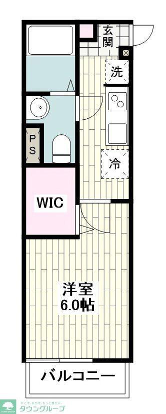 IXO西鶴間(1K/2階)の間取り写真