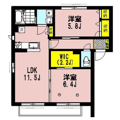 リヴェールコートABC(2LDK/1階)の間取り写真