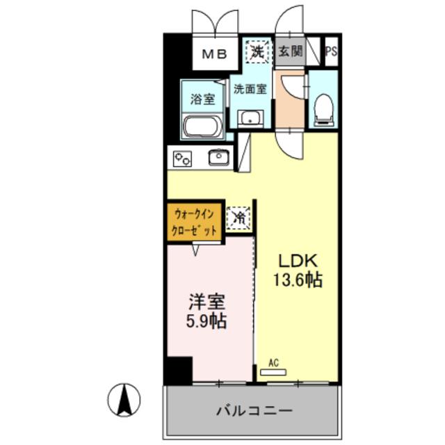 ハック北戸田クレシア(1LDK/6階)の間取り写真