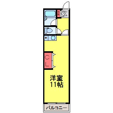 メゾンラハイナII(ワンルーム/2階)の間取り写真