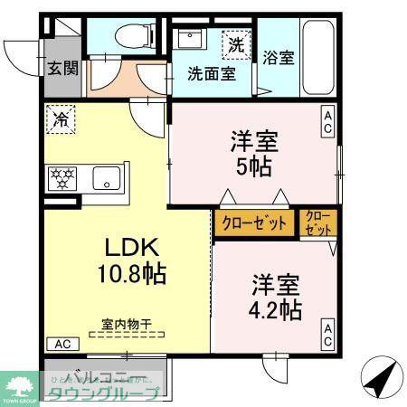 セレスティア南田中(2LDK/3階)の間取り写真