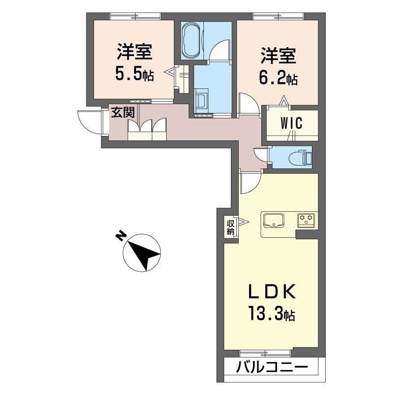 プエンテ サツキ(2LDK/2階)の間取り写真