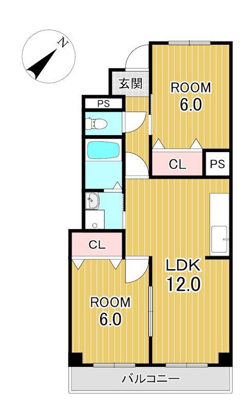 敷島第五マンション(2LDK/2階)の間取り写真