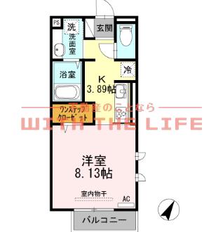 ベルネージュII(1K/2階)の間取り写真