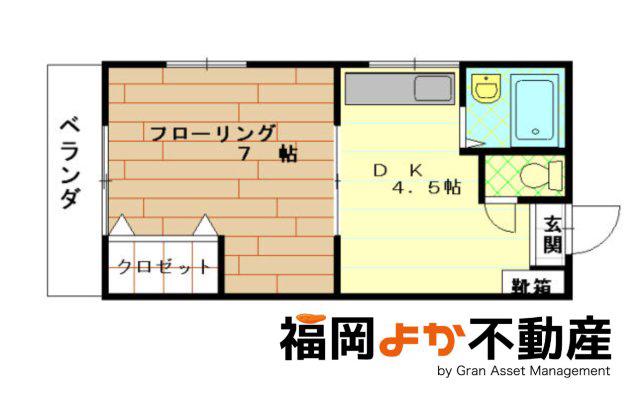 フォルテ大濠(1DK/4階)の間取り写真