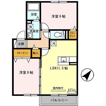 セジュールアースマーシIV(2LDK/2階)の間取り写真