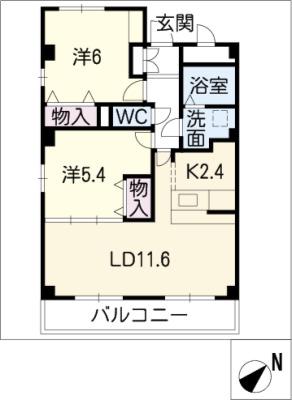 ガーデニングヒルズ神の倉II(2LDK/1階)の間取り写真