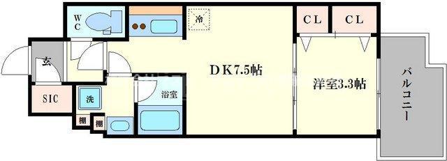アーバネックス西天満(1DK/5階)の間取り写真