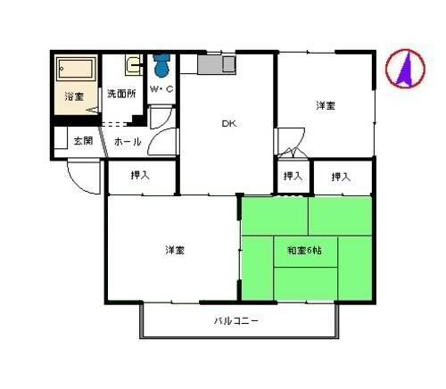 キャロットハウス A(3DK/2階)の間取り写真