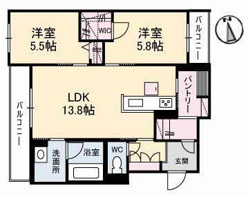 フローラ(2LDK/1階)の間取り写真