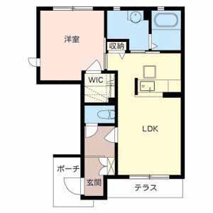 シャーメゾンふじいI(1LDK/1階)の間取り写真