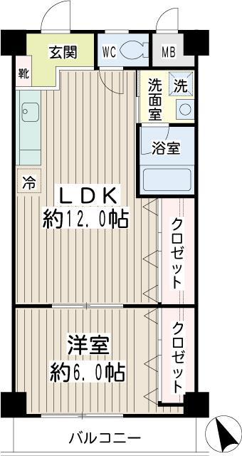 マンション花家(1LDK/1階)の間取り写真