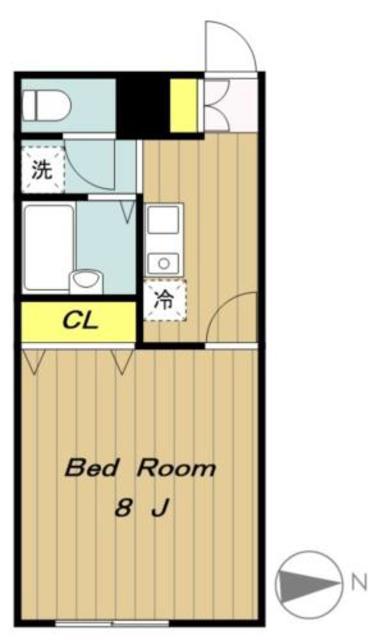 アムール YUGI(1K/2階)の間取り写真