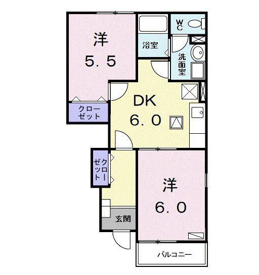 カーサグラッツィオーソ(2DK/1階)の間取り写真
