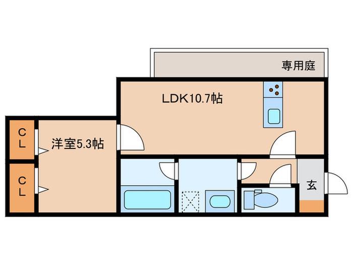 北九州モノレール 片野駅 徒歩15分 3階建 築1年(1LDK/1階)の間取り写真