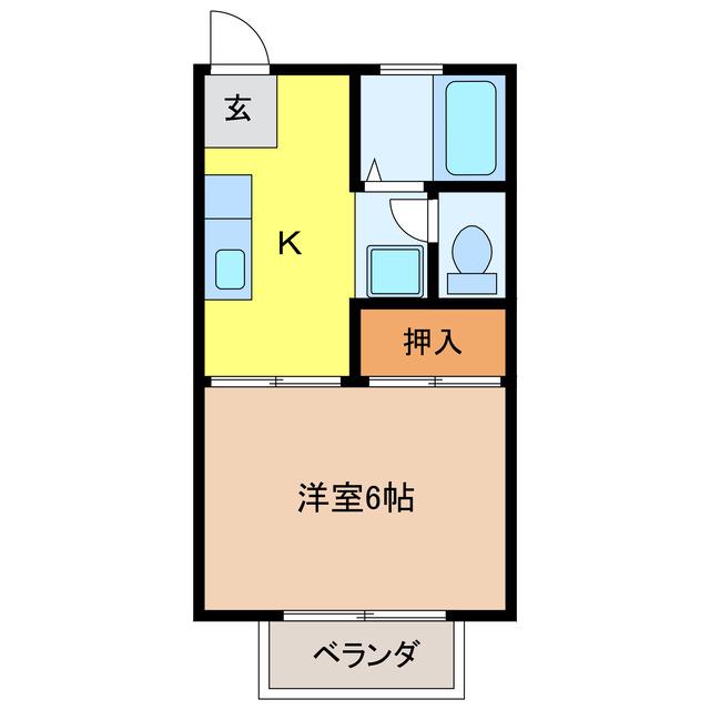 ロイヤル石榑I(1K/1階)の間取り写真
