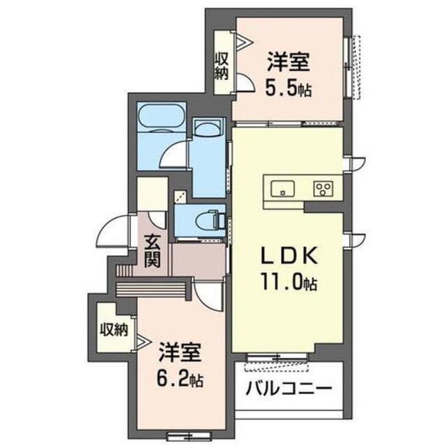 コリーナ ステラータ(2LDK/2階)の間取り写真