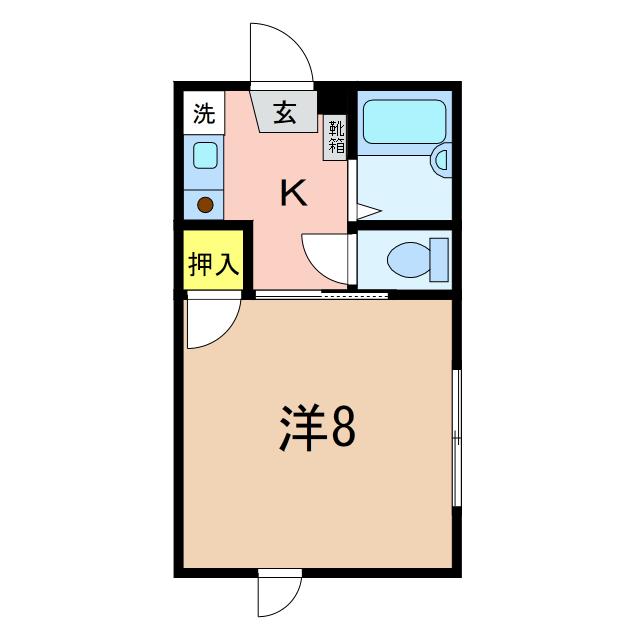 コスモス砂山B(1K/2階)の間取り写真