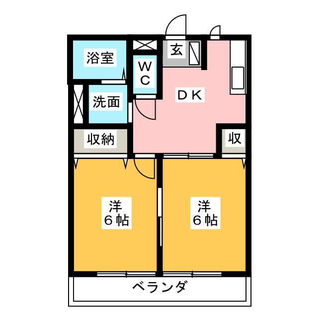 ハイム綾(2DK/2階)の間取り写真
