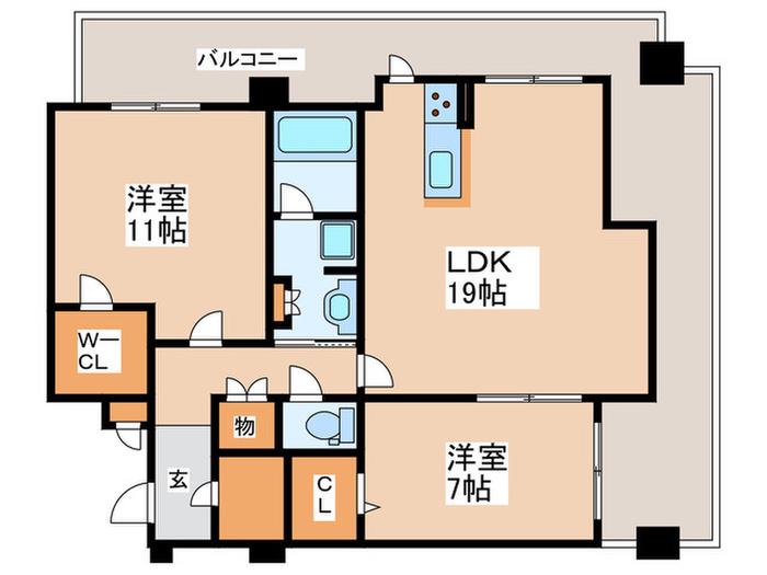 PHOENIX日本橋高津(2LDK/11階)の間取り写真