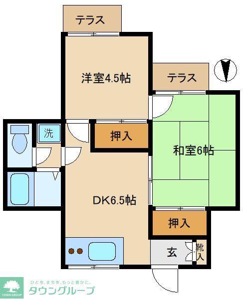 サンハイム石井(2DK/2階)の間取り写真