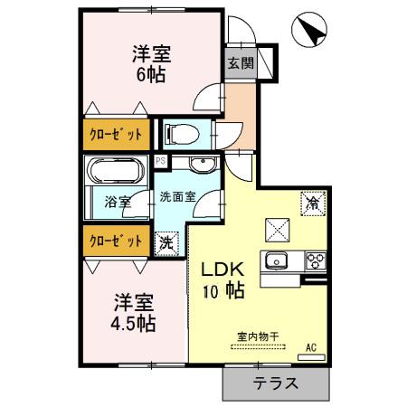 アムールさわ(2LDK/1階)の間取り写真