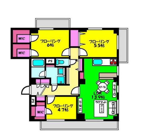 藤和横浜台町コープ(3LDK/3階)の間取り写真
